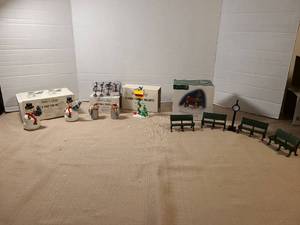 lot 2102 image: Department 56 Snow Village Ceramic Handpainted Accessory Lot Christmas