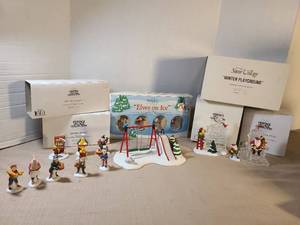 lot 2124 image: Heritage Village Collection Figurine Lot Early Rising Elves Baker Elves Winter Playground Elves on Ice