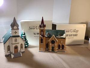lot 2139 image: The Original Snow Village All Saints & Mount Olivet Church Handpainted Ceramic Set
