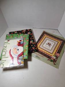 lot 2201 image: Christmas Holiday Themed Fabric Bundle - 2 Items Festive Prints