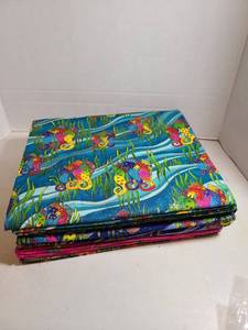 lot 2309 image: Fabric Lot Seahorse Aquatic Print Multiple Pieces Colorful Cotton