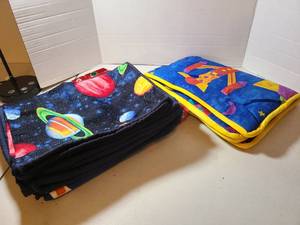 lot 2421 image: Space Themed Blankets Lot Planets Stars Colorful