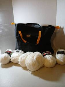 lot 2431 image: Red Heart Sport Yarn 3 OZ 3 Ply Acrylic Fiber White Lot with Bag