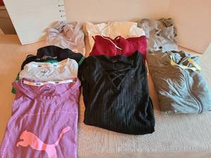 lot 7015 image: Ladies short sleeve and long sleeve tops, M and L