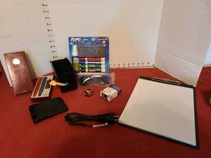 lot 7041 image: Hallmark Sealing Wax Set with Red Blue Brown Sticks and letter e Stamp abd more