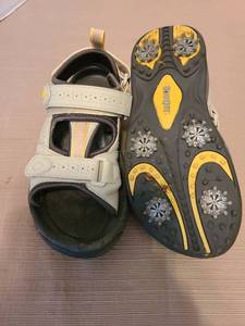 lot 7153 image: Ladies Footjoy golf sandals with cleats, size 8.