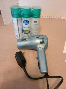 lot 7156 image: 3 unopened cans White Rain hair spray and  Conair hair dryer either retractable cord
