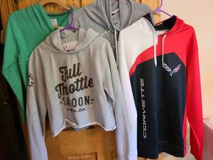 lot 7213 image: Ladies hoodies, assorted sizes.