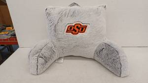 lot 11063 image: NCAA OSU Oklahoma State Plush Bed Rest Pillow Gray, 2 Pack