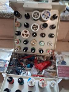 lot 17 image: Sewing Thread and Bias Tape Lot Organizer Case with Multiple Spools and Accessories