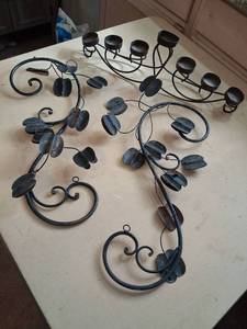 lot 27 image: Metal Candelabra Wall Sconces Lot 3Pieces Decorative Scrollwork