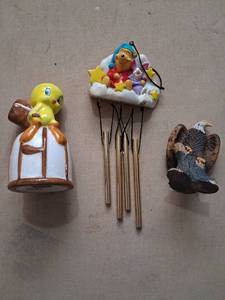 lot 30 image: Disney 3-Piece Character Wind Chime Lot Tweety Bird Cloud Eagle