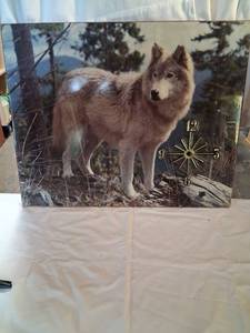 lot 57 image: Wolf Clock with Photo Image and Brass Numerals