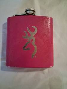 lot 118 image: Browning Flask with Buck Mark Logo 6 oz Pink