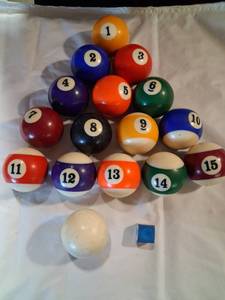 lot 121 image: Billiard Pool Ball Set 1-15 with Cue Ball