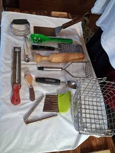 lot 157 image: Kitchen Utensil and Tool Lot with Dermaetics Baskets, Scrapers, Graters, Spatulas and Accessories