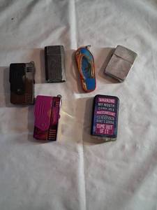 lot 158 image: Ronson & Assorted Pocket Lighters Lot of 6 Including Flip-Top and Novelty Styles