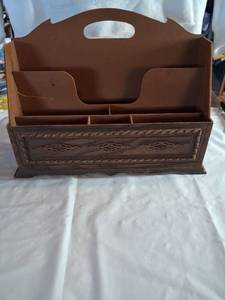 lot 160 image: Plastic Caddy with Carved Details and Multiple Compartments