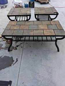 lot 168 image: Patio Furniture Tile Top Tables 3 -Piece Set 24 inch