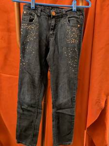lot 14 image: Cherokee Girls Jeans Size 12 Dark Denim with Stud Embellishment