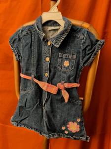 lot 27 image: Attitude Jeans Denim Shirt Dress Size 3 Toddler with Belt