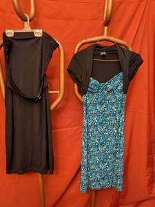 lot 69 image: Womens Clothing Bundle 2 Dresses Size L Black Teal Patterned