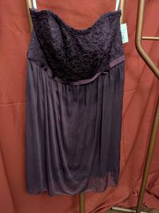 lot 77 image: Davids Bridal Short Strapless Lace Size 16 Plum 30112590