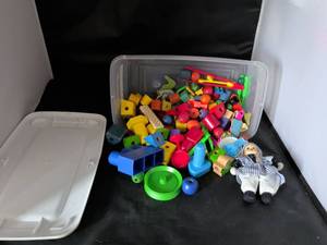 lot 109 image: Large Lot Colorful Building Blocks Construction Toys Plastic Storage Container