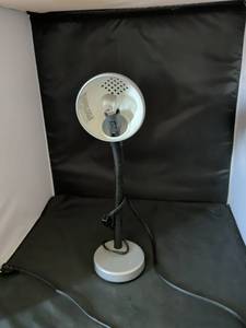 lot 120 image: White Desk Lamp with Flexible Gooseneck and Perforated Shade