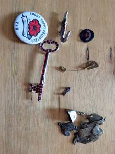 lot 171 image: Buddy Poppy Volunteer Pin Lot with Decorative Charms and Badges