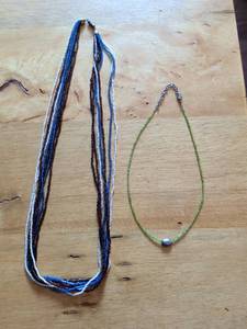 lot 172 image: 2 Beaded Necklaces Multi-Strand Blue Brown Green