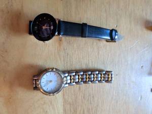 lot 176 image: 2 Watches Lot Dmitol Black Dial Leather Band Bracelet Band