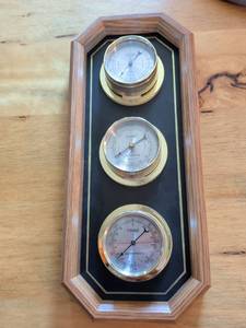 lot 194 image: Springfield 3-Dial Weather Station Barometer Thermometer Hygrometer
