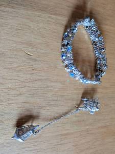 lot 206 image: Decorative Bracelet with Blue Stones and Matching Charm