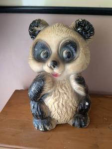 lot 320 image: Panda Bear Figurine Piggy Bank with Coin Slot