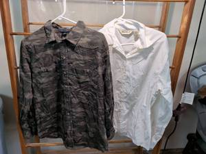 lot 52 image: Womens Button-Up Shirts Social Standard Sanctuary Eddie Bauer Size M Lot of 2