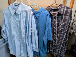 lot 86 image: Mens Shirts Bundle 3 Pieces Pierre Cardin Harbor Bay Blue Plaid Size 4XL