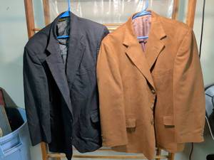 lot 87 image: Mens Blazers 2 Piece Lot Navy Camel Tailored Made Products