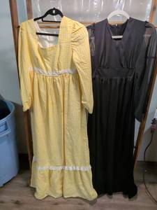 lot 116 image: Womens Dresses Size 12 Yellow Gingham and Black Long Sleeve Lot of 2