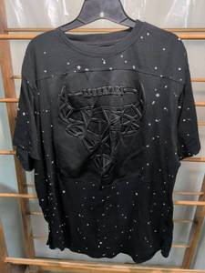 lot 128 image: Contendei Womens Black T-Shirt with Embossed Graphic and Rhinestones 2XL