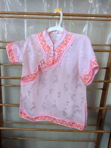 lot 133 image: Pink Kids Shirt Size 12 Embroidered Floral with Lace Trim