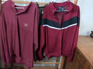 lot 136 image: 3 Piece Lot Mens Polo Shirts XL Burgundy Red Black White Stripe