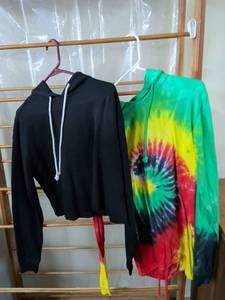 lot 145 image: Lot of 2 Hoodies Black Pullover and On Fire Tie Dye Size 1X