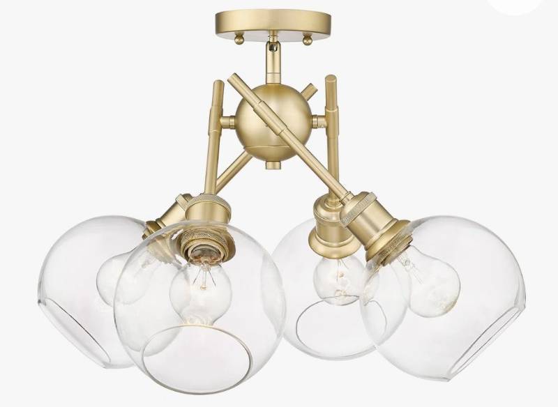 lot 47173 image: Glass Semi Flush Mount Light Fixture, 4 Bulb. - Retail $80