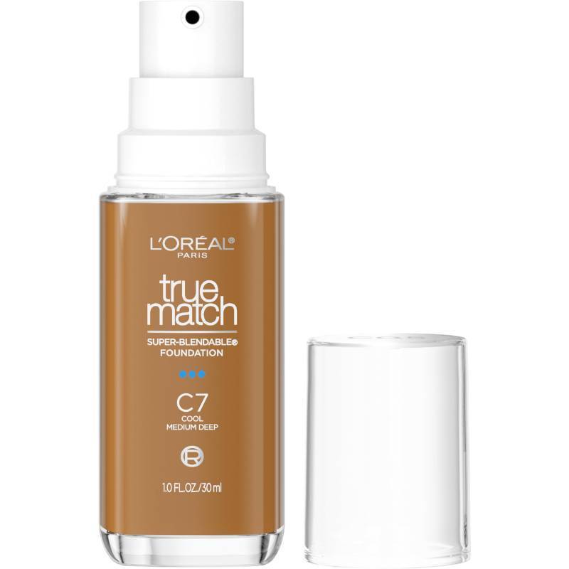 lot 74038 image: LOreal Paris True Match Super-Blendable Foundation, Medium Coverage Liquid Foundation Makeup, C7, Medium Deep, 1 Fl Oz - Retail $10