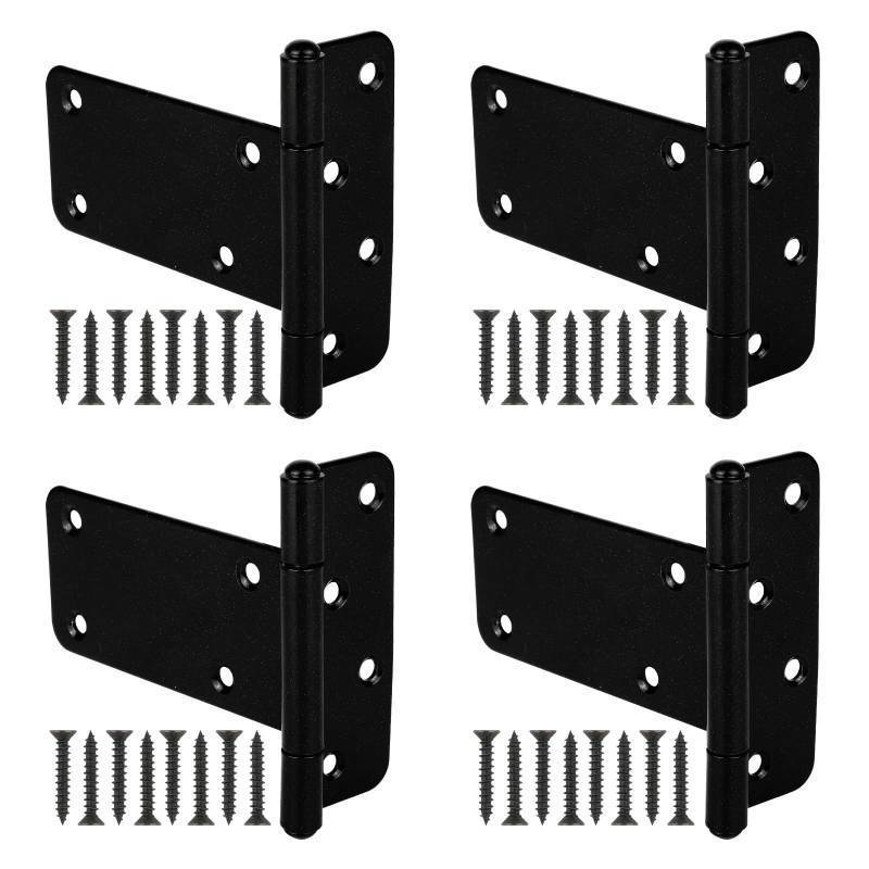lot 73792 image: 4 Pack 5 in T-Strap Heavy Duty Gate Hinges 260 Lbs Capacity,Black - Retail $27
