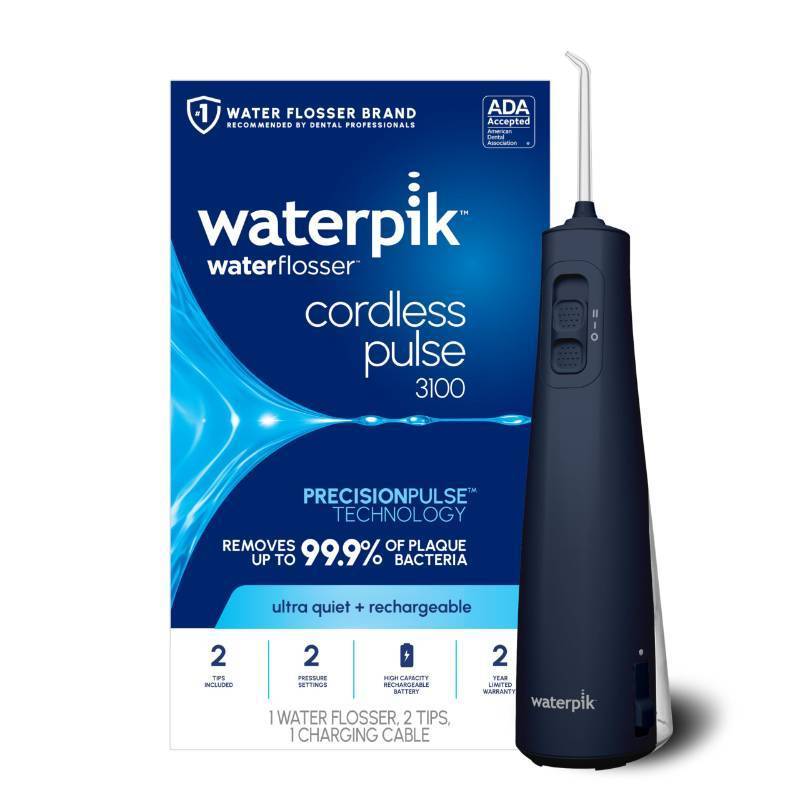lot 29220 image: Waterpik Cordless Pulse 3100 Portable Water Flosser, Rechargeable, Blue - Retail $35