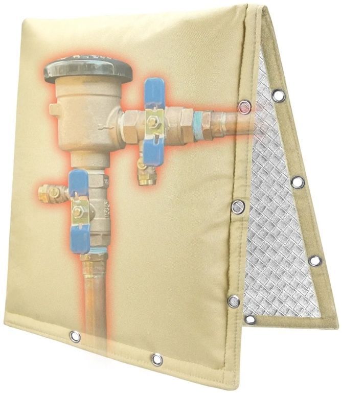 lot 18531 image: 2-Way Opening Backflow Preventer Insulation Cover 5°F,Sprinkler Cover for Outside,5 Layers Waterproof 600D Sprinkler Valve Well Pump Cover for Winter Freeze Protection 16 W x 20 H - Retail $20