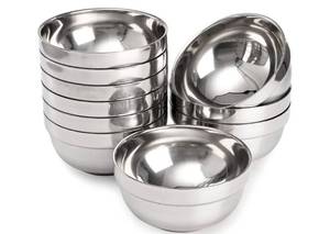 lot 39387 image: 10 Pack Stainless Steel Bowls 5 Inch Snacks Bowl, 15 Oz Soup Bowl Lightweight Salad Bowls Double-walled Metal Serving Dishes for Sauces, Rice, Noodle, Ice Cream - Retail $24