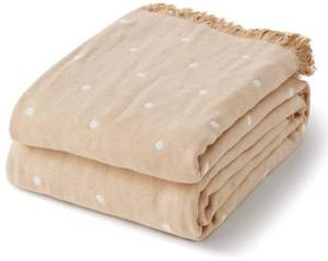 lot 39391 image: 100% Cotton Boho Throw Blanket for Home Decor �� Classic Farmhouse Quilt Bedding, Muslin Blankets for Adults, Vintage Woven Decorative Blanket for Couch, Bed Layering Use, Classic Dotted, 60x80 - Retail $34